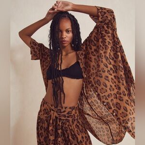 Free People Wake Up Shirt. Large. Maroon and blue. Oversized. Sheer.